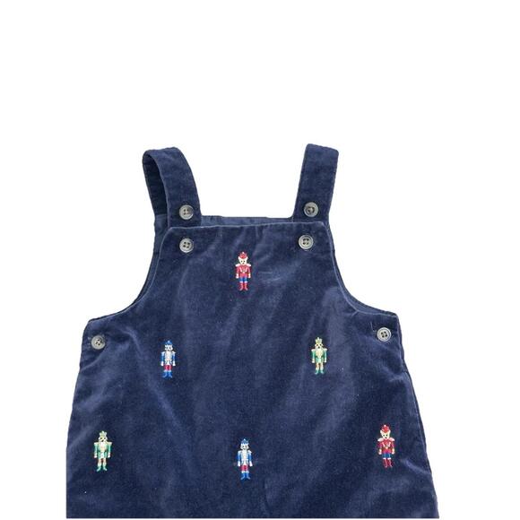 Janie & Jack Velvet Dog Nutcracker Baby 3 to 6 mos One Piece Overalls Navy Blue - Picture 2 of 7